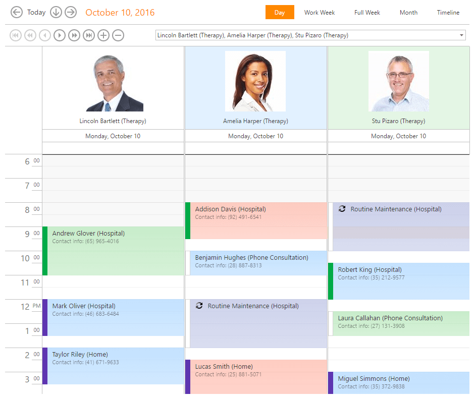 Updated color scheme for appointment resources - ASP.NET Scheduler | DevExpress