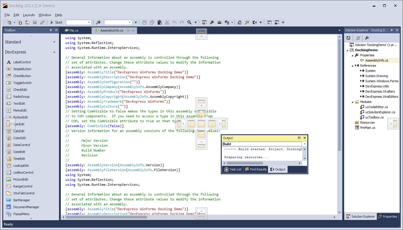 WinForms Docking - Visual Studio 2013 Behavior