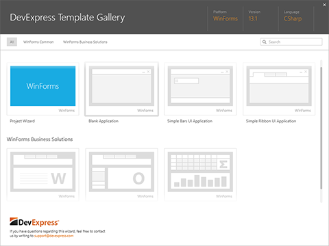 WinForms Project Template Gallery
