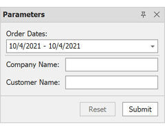 Parameters Panel - Vertical Labels and Separator | DevExpress