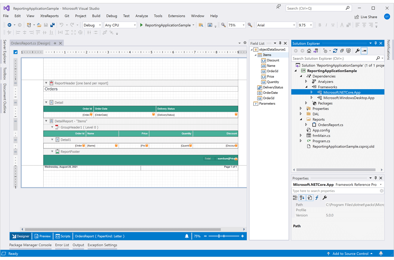 Visual Studio Report Designer for .NET 5 | DevExpress
