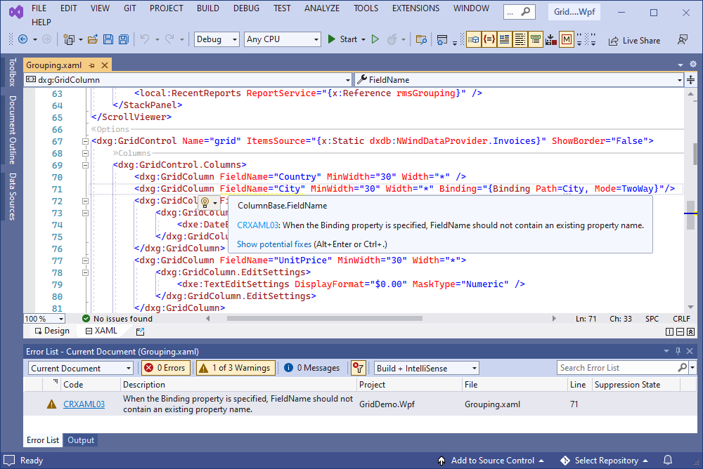 XAML Diagnostics for DevExpress WPF Components - CodeRush | DevExpress