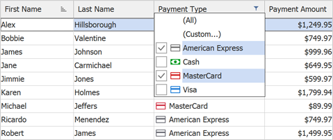 Support for Icons in Filter Dropdowns - VCL Data Grid | DevExpress