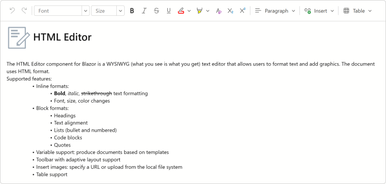 Updated Toolbar UI in HTML Editor