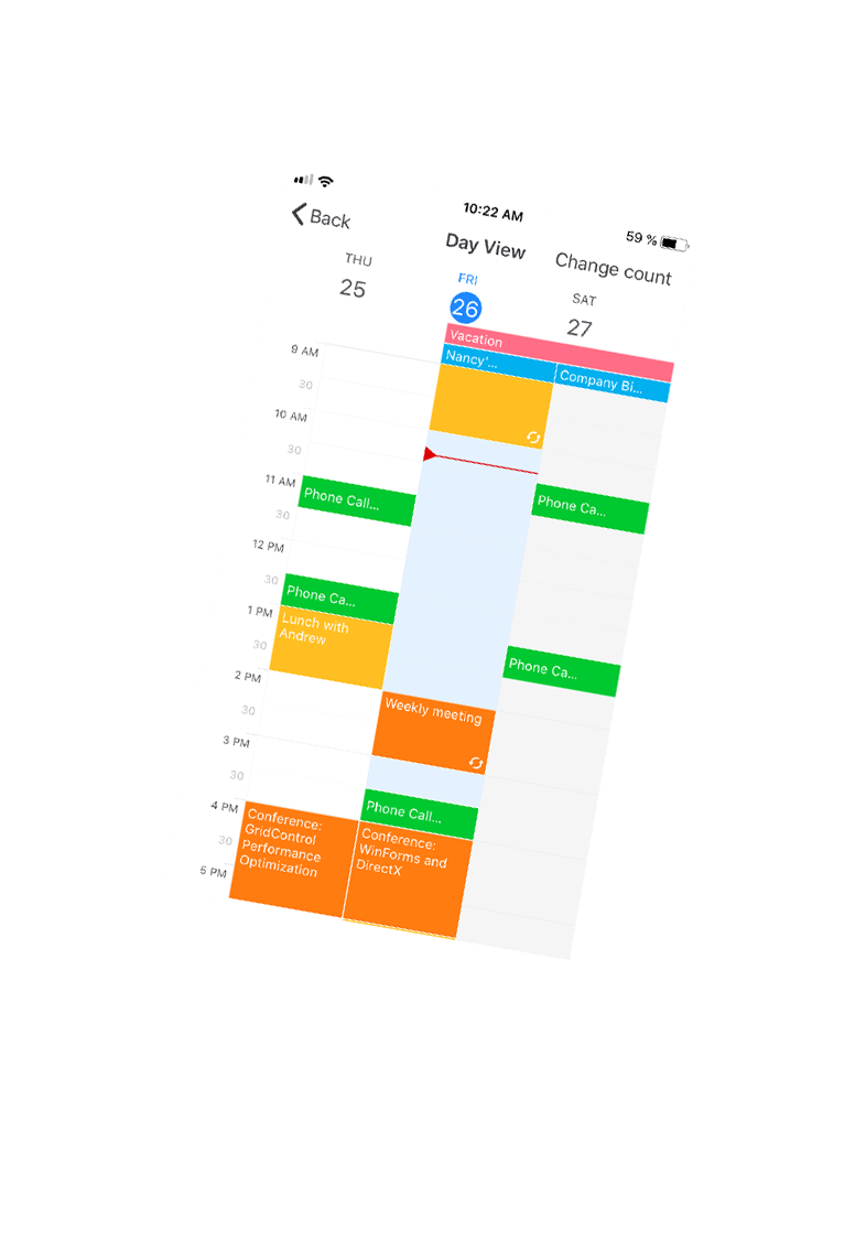 Xamarin.Forms Scheduler App for iOS, DevExpress