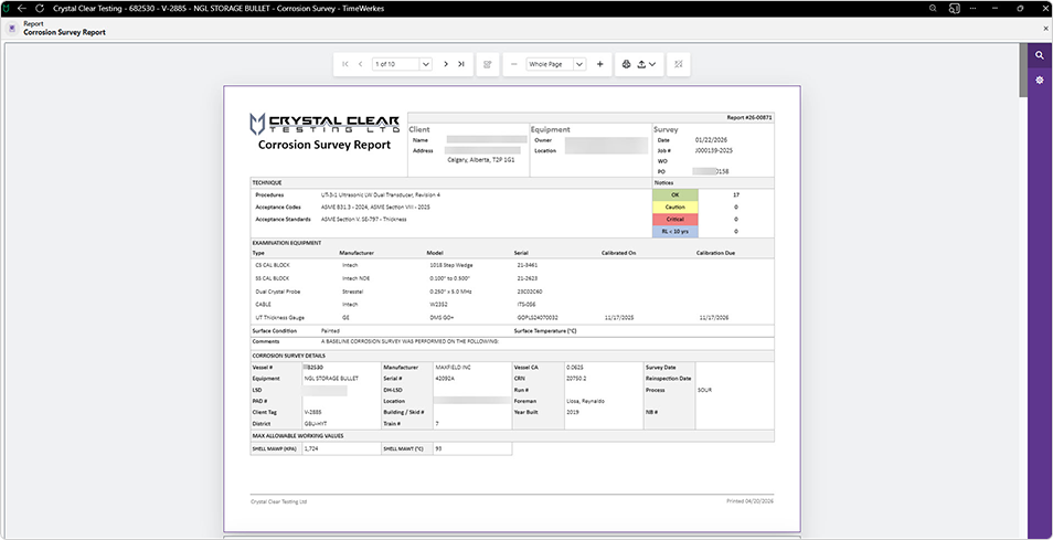 Corrosion Survey Report, DevExpress Case Study