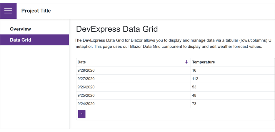 Project Templates - Blazor UI Components | DevExpress