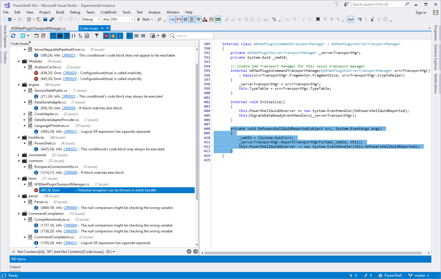 CodeRush Code Issues