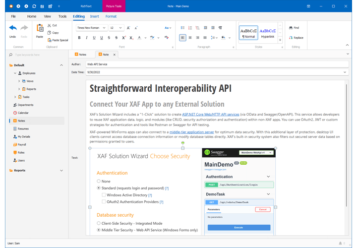 Rich Text Editing - Employee Management Demo, XAF WinForms | DevExpress