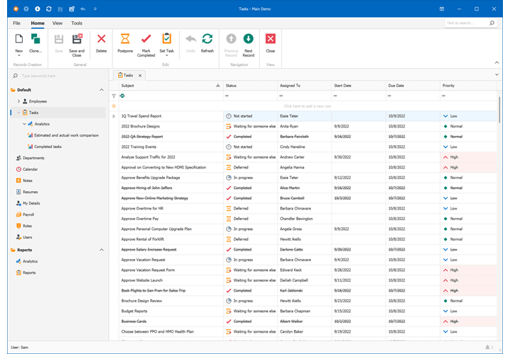 Tasks View - Employee Management, XAF WinForms | DevExpress