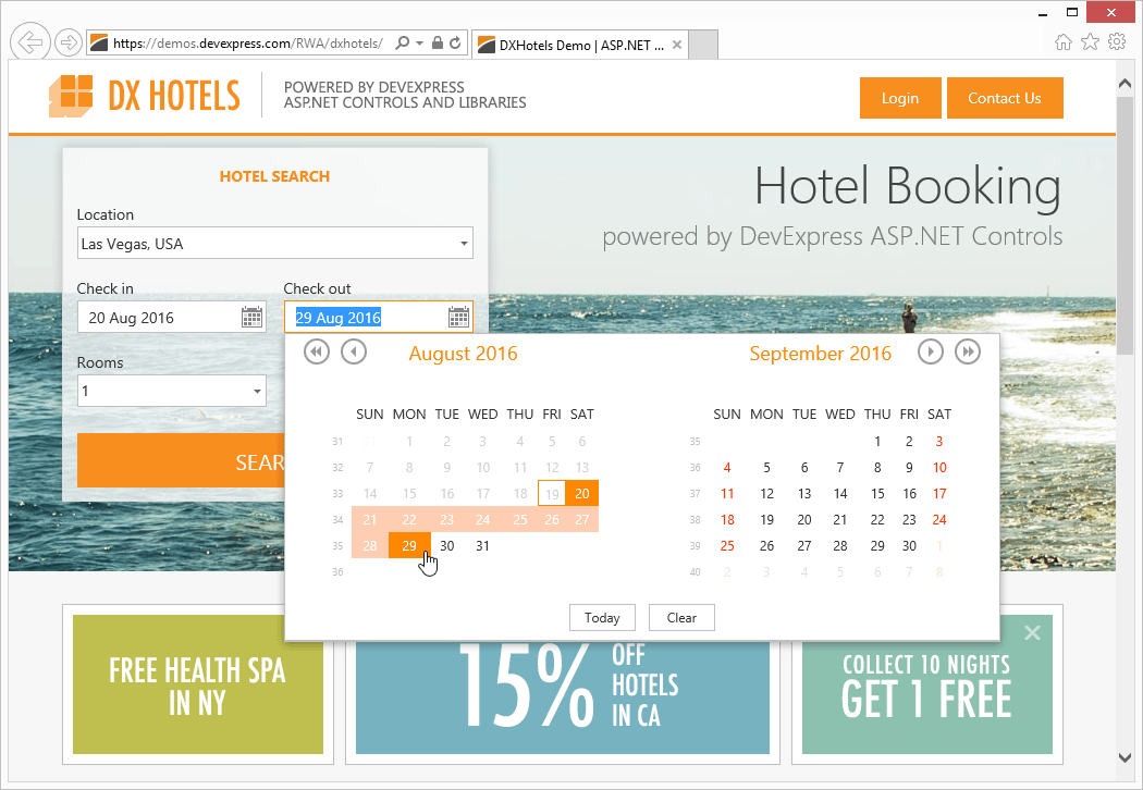 DX Hotels App - Hotel Search with the DevExpress Edit Controls