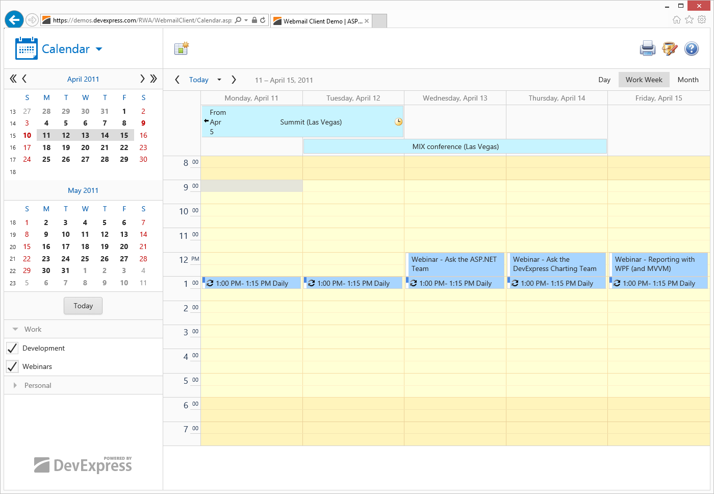 ASP.NET Scheduler - DevExpress