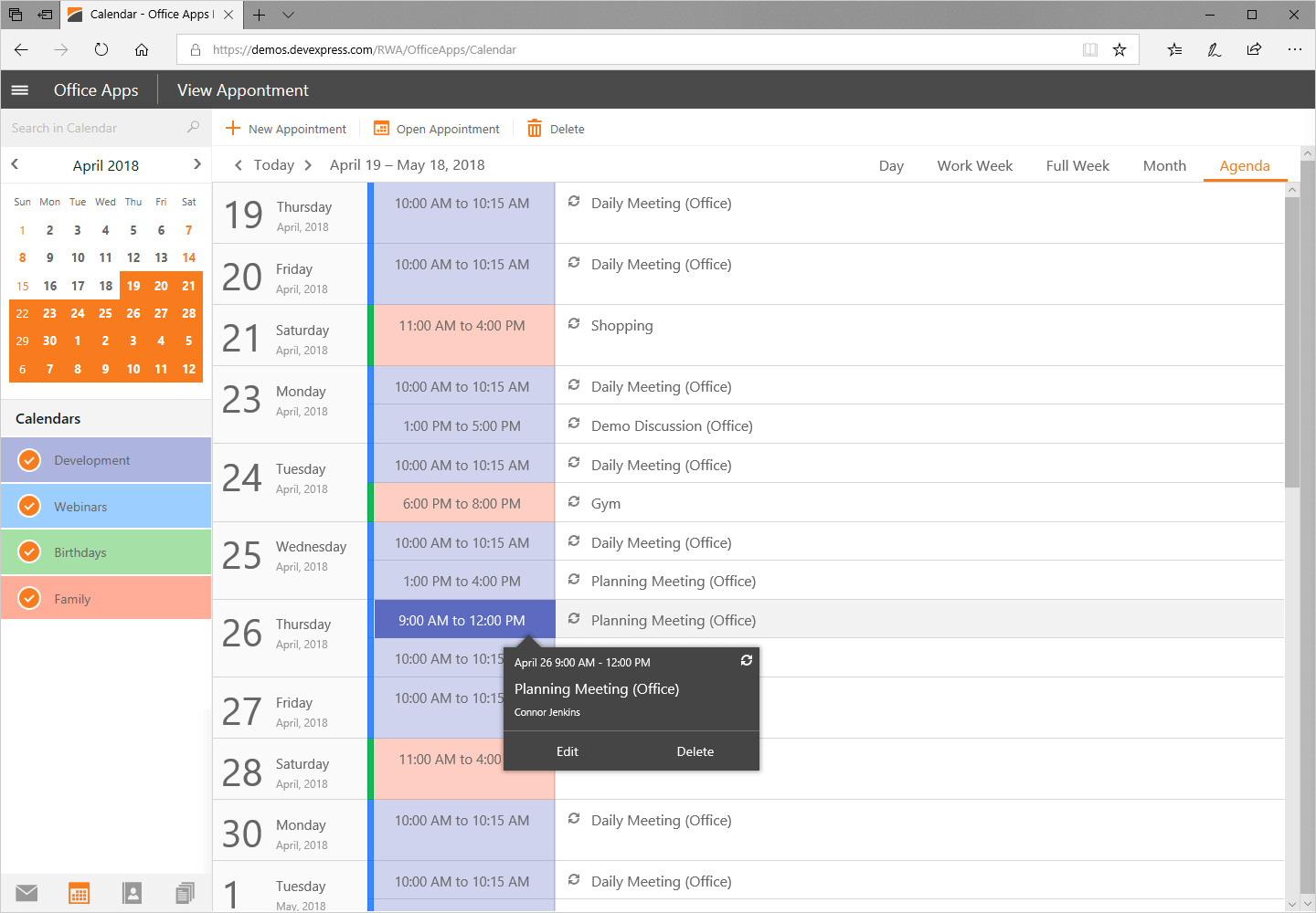 ASP.NET Web Forms Scheduler and Calendar Control - DevExpress