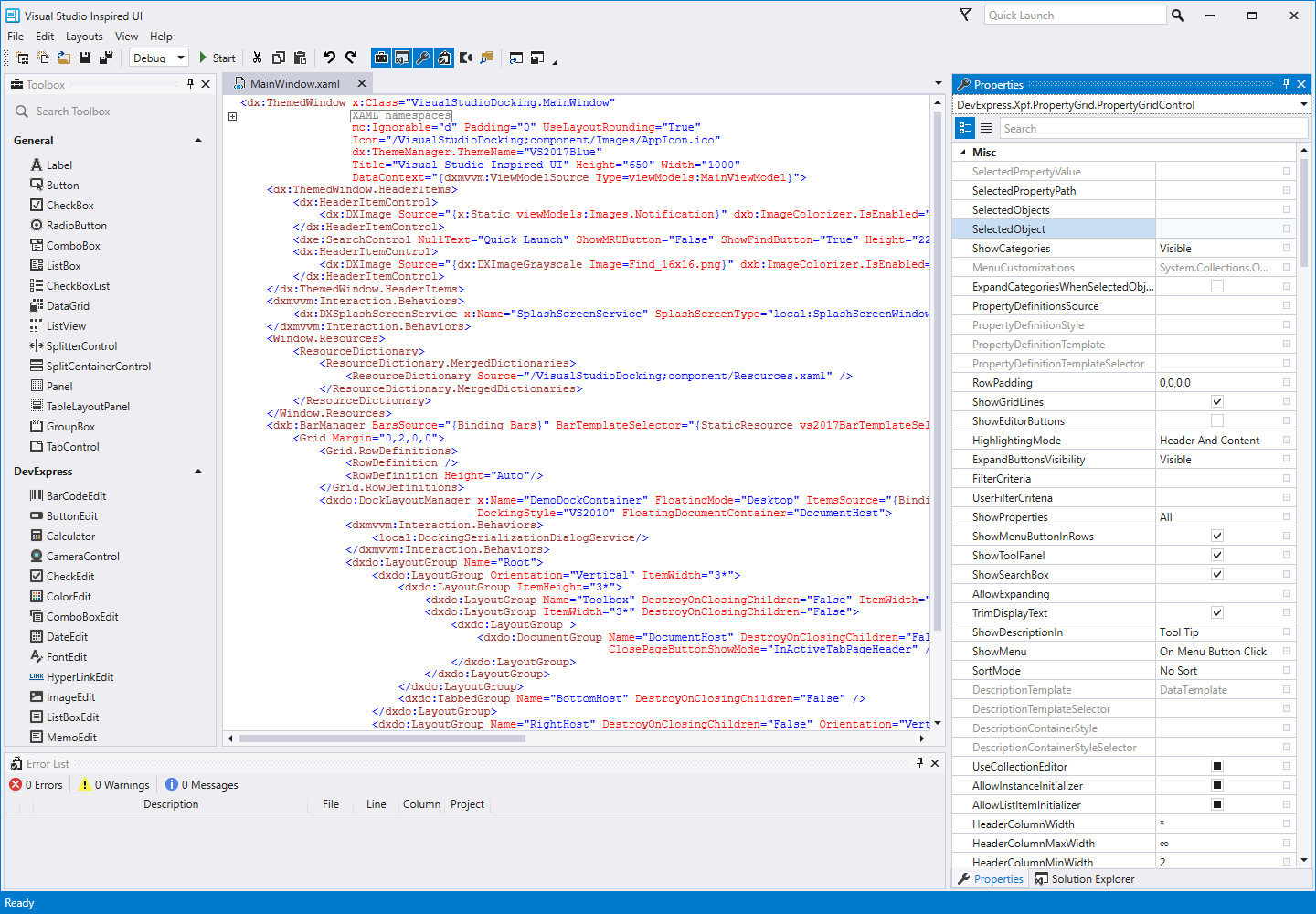 DevExpress WPF Propery Grid Control