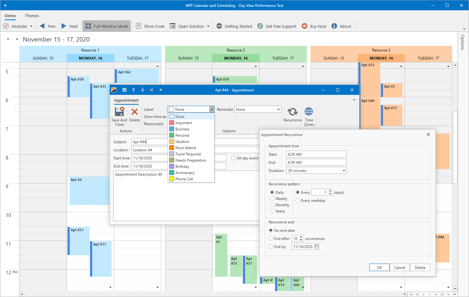 WPF Scheduler Outlook Calendar for DevExpress