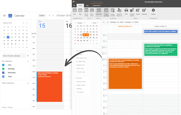Sync with Outlook and Google Calendar - WinForms Scheduler Control | DevExpress