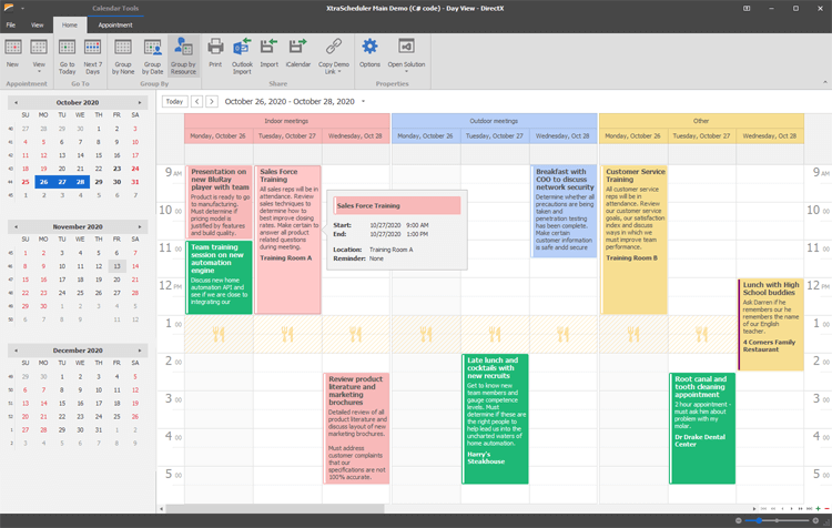 Resources and Event Grouping - WinForms Scheduler Control | DevExpress