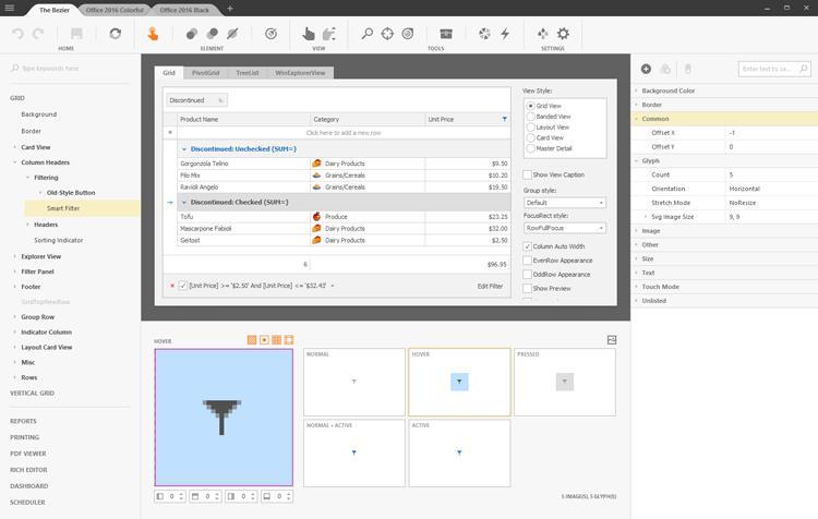 DevExpress Skin Editor Application for WinForms Themes