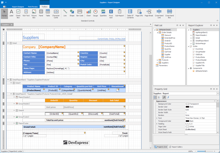 WinForms End-User Designer - DevExpress