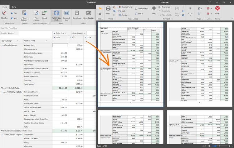 Print and Export - WinForms PivotGrid Control | DevExpress