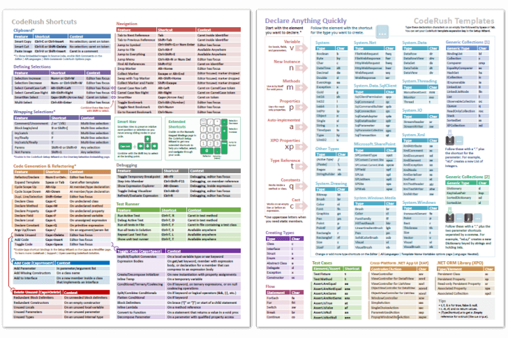 New Shortcut Cheat Sheet - What's New in CodeRush | DevExpress