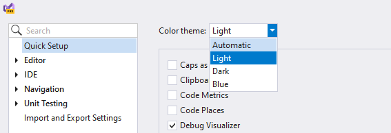 Options - Set Color Theme What's New in CodeRush | DevExpress