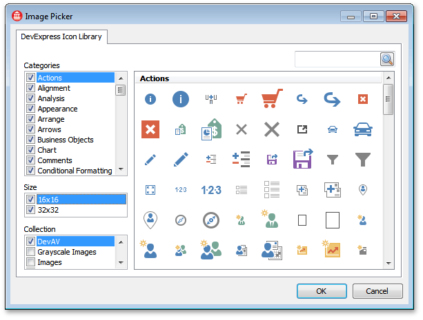 DevExpress Icon Library - Image Picker