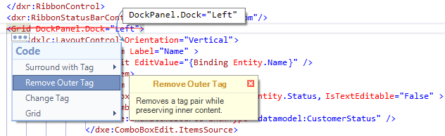 New in CodeRush - Remove Tag Code Provider