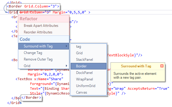 New in CodeRush - Surround with Tag Code Provider