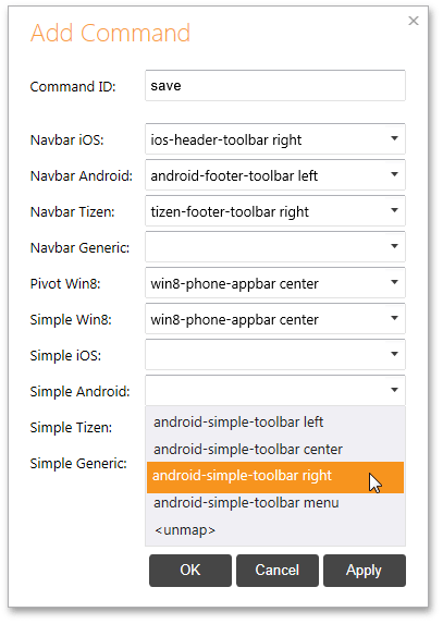 DevExpress VS Integration Add Command Dialog | DevExtreme