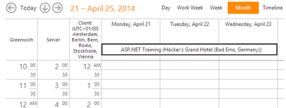 DevExpress ASP.NET Scheduler - Floating Time Zone