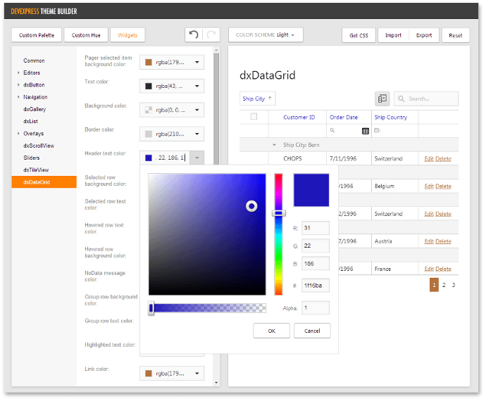 DevExpress Online Theme Builder | DevExtreme