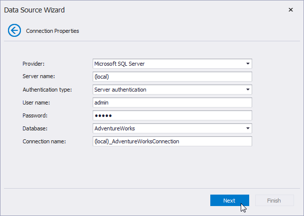 DevExpress Reporting - New Data Wizard