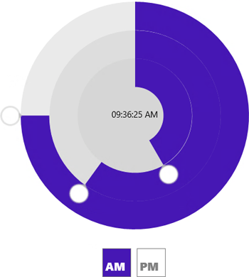 DevExpress Windows 8 XAML Radial Time Picker