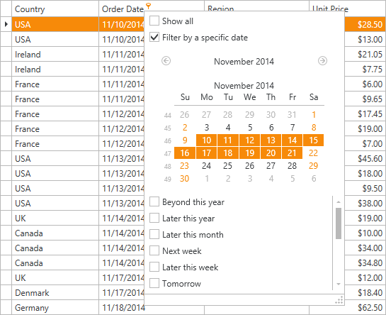 DevExpress WPF Grid - Date-Time Column Filter