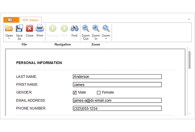 DevExpress WPF PDF Viewer - Acroforms