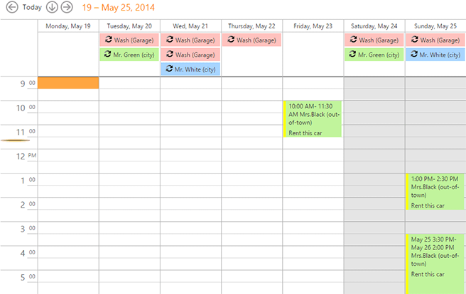 DevExpress ASP.NET Scheduler - Full Week View