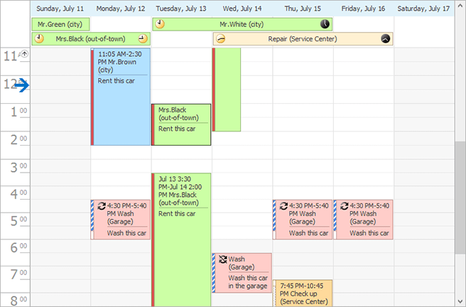 DevExpress WinForms Scheduler Control - Full Week View