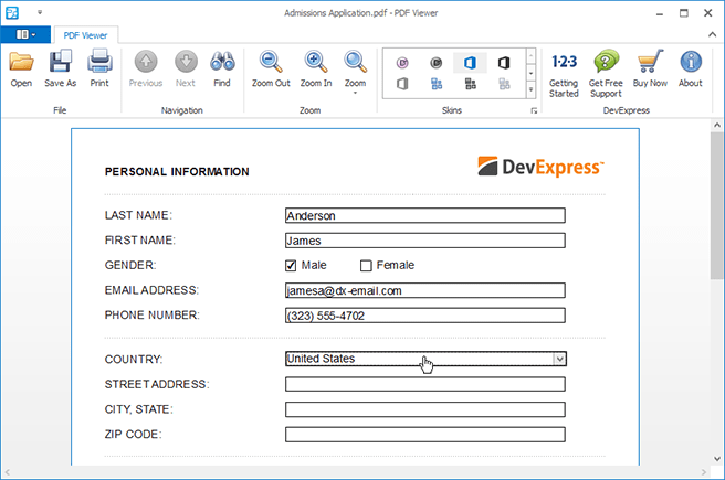 WinForms PDF Viewer - AcroForms