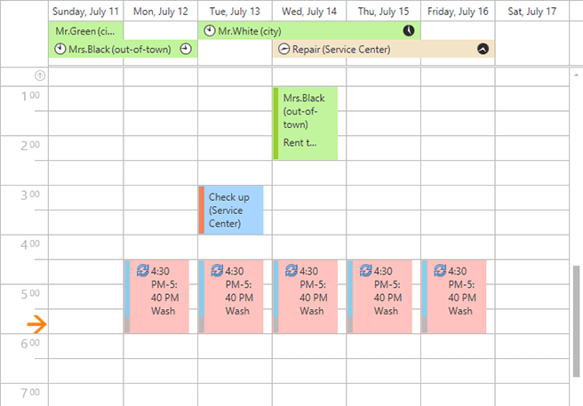 DevExpress WPF Scheduler Control - Full Week View