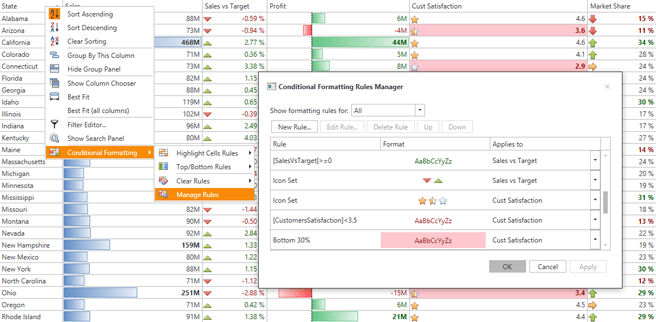 DevExpress WPF Grid - Format Condition Manager