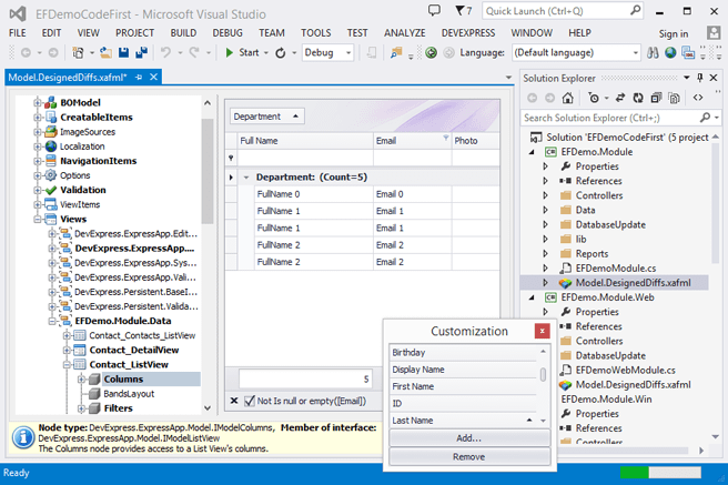 DevExpress XAF - Grid Designer for List Views