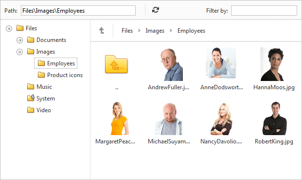 DevExpress ASP.NET File Manager - Breadcrumbs