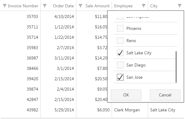 DevExpress DevExtreme Grid - Header Filter