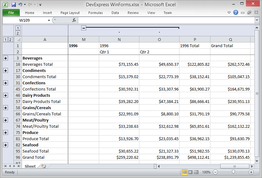 DevExpress WinForms Pivot Grid - Excel Data Export Engine