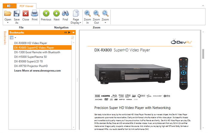 DevExpress WPF PDF Viewer - Bookmarks