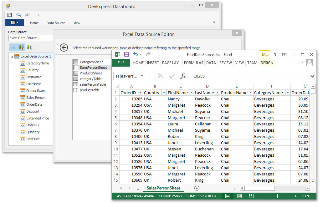 DevExpress Dashboard - Excel Data Source