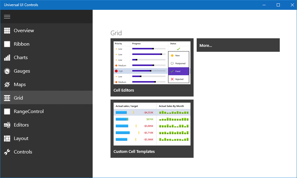 DevExpress Windows 10 Apps - Hamburger Menu Control