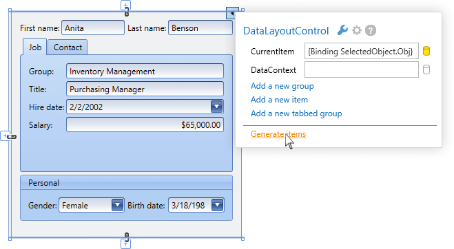 WPF Data Layout Control | DevExpress