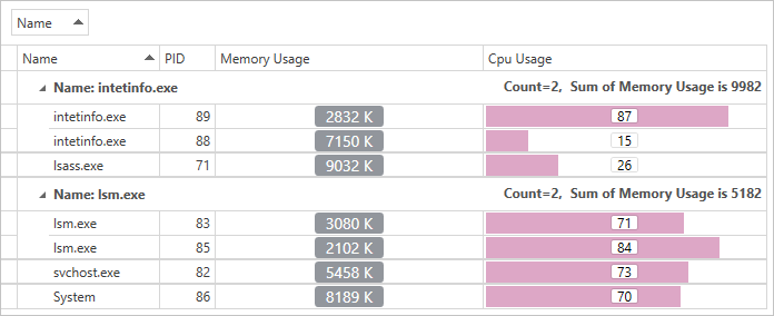 WPF Grid Control - Partial Data Grouping | DevExpress